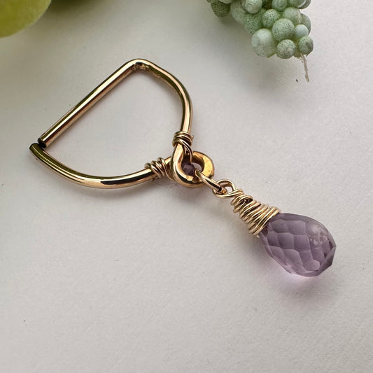 Grecian Amethyst Briolette Dangle Seamless Nipple Ring