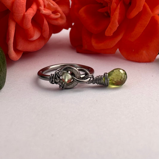 Grecian Peridot Briolette Front Dangle Cartilage Hoop