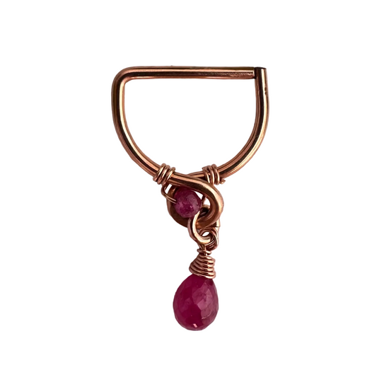 Grecian Ruby Briolette Dangle Seamless Nipple Ring