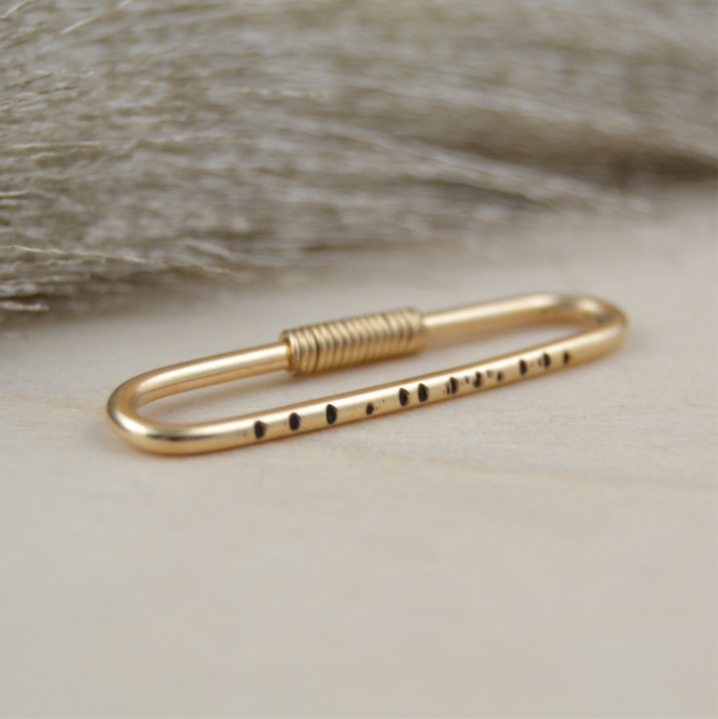 Hatched Simple Pierced Industrial Ear Bar