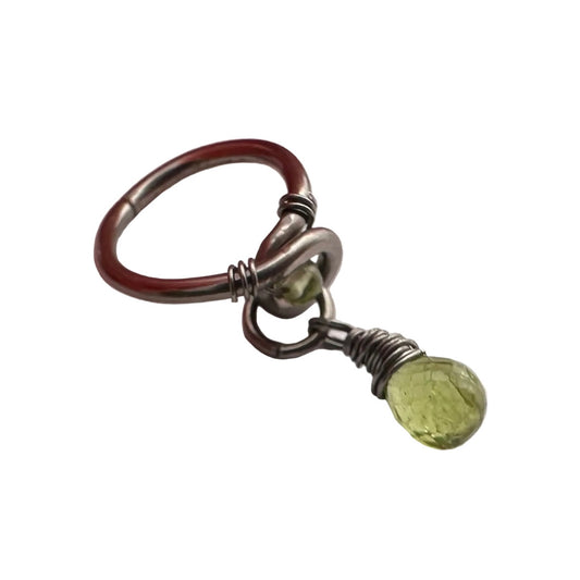 Grecian Briolette Side Dangle Cartilage Hoop - 14ga 16ga Niobium