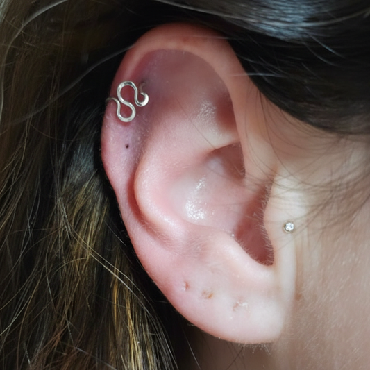 Abstract Helix Earring - Gold, Rose Gold, Silver, Niobium - 22 to 16ga