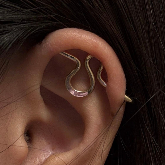Abstract Seamless Industrial Piercing - Yellow Gold, Rose Gold, Silver, Niobium - 20ga 18ga 16ga 14ga