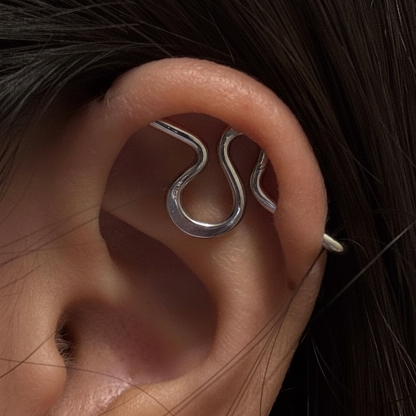 Abstract Seamless Industrial Piercing - 316L Stainless Steel, Titanium - 18ga 16ga