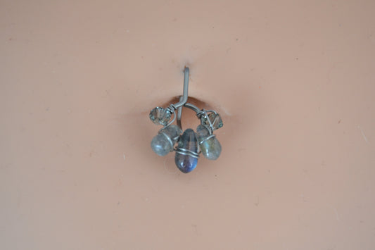 Healing Crystal Cluster Non Dangle Belly Ring - Niobium