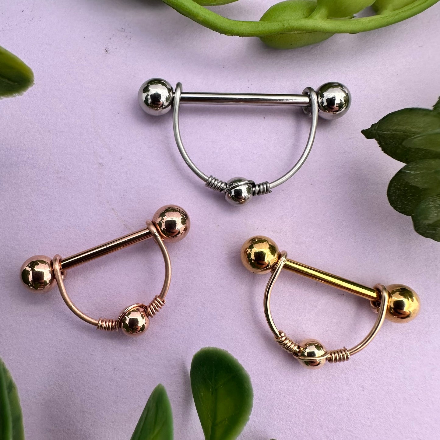 Beaded Nipple Ring 316L Stainless Steel - 1pc