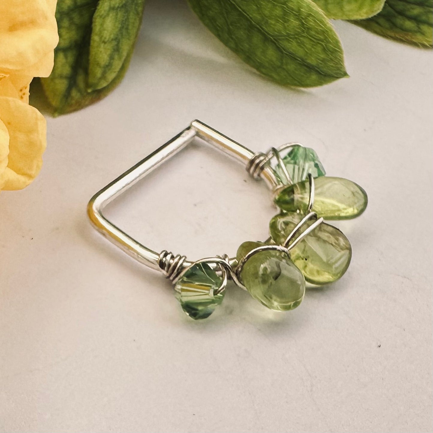 Healing Crystal Peridot Seamless Nipple Ring