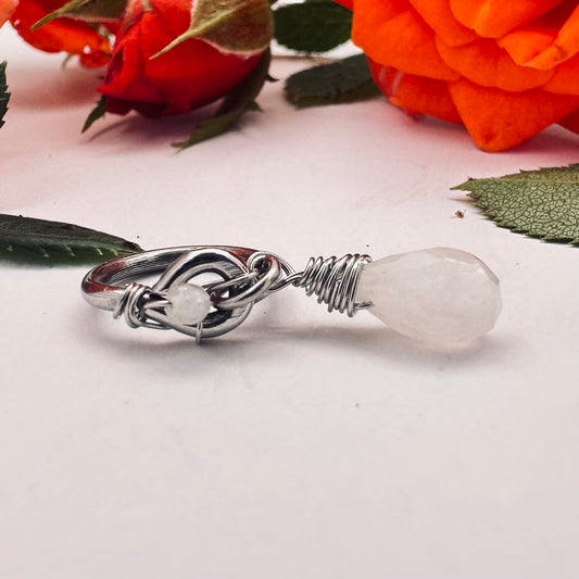 Grecian Moonstone Briolette Front Dangle Cartilage Hoop