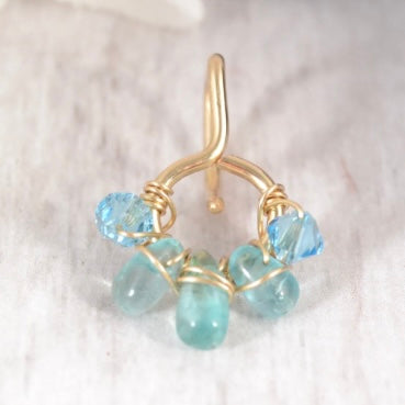 Healing Crystal Cluster Non Dangle Belly Ring - Yellow Gold Fill