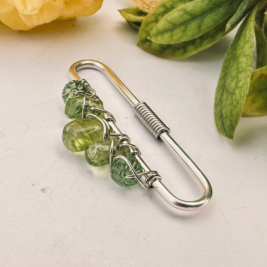 Healing Crystal Peridot Pierced Industrial Ear Bar
