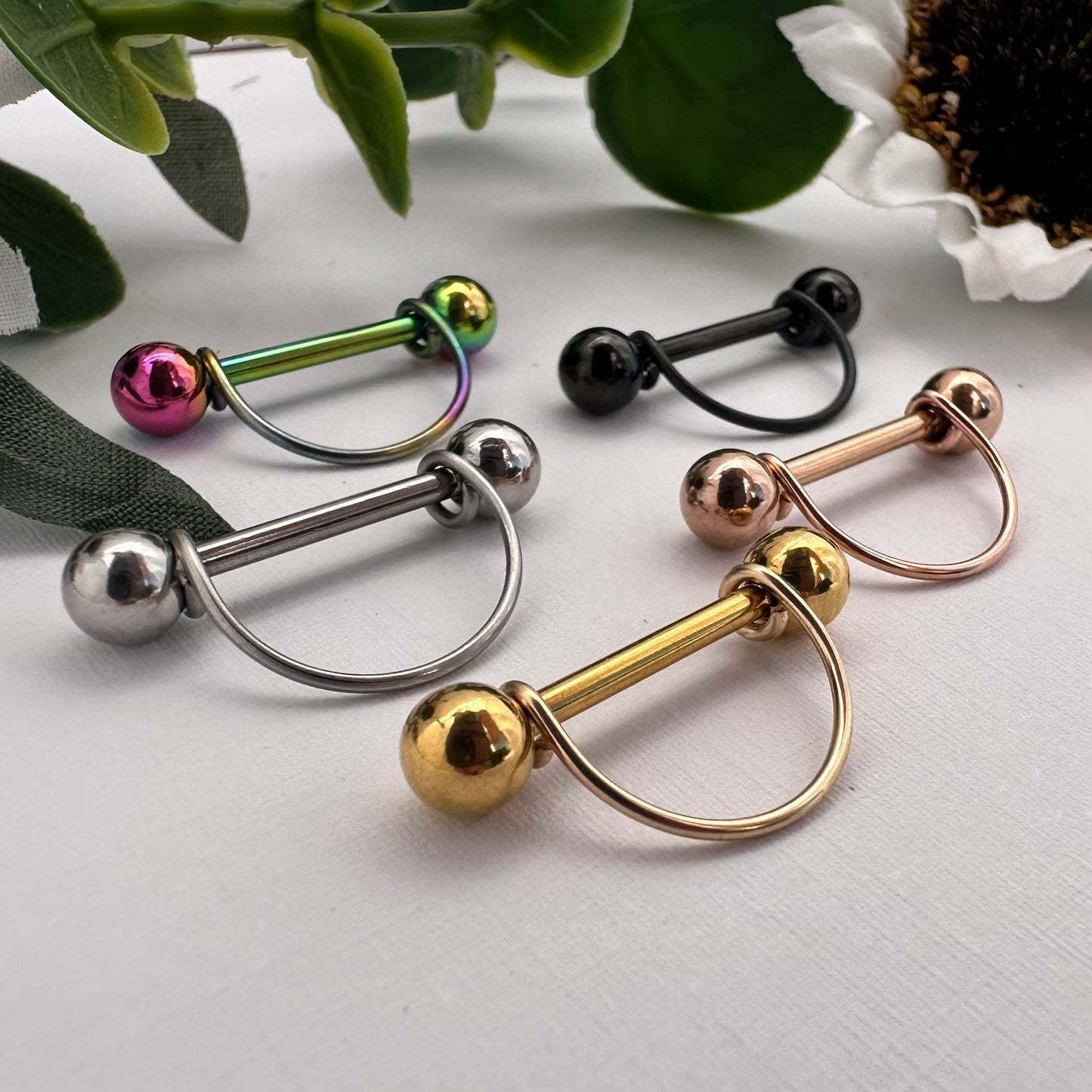 Simple Stirrup Nipple Ring 316L Stainless Steel - 1pc