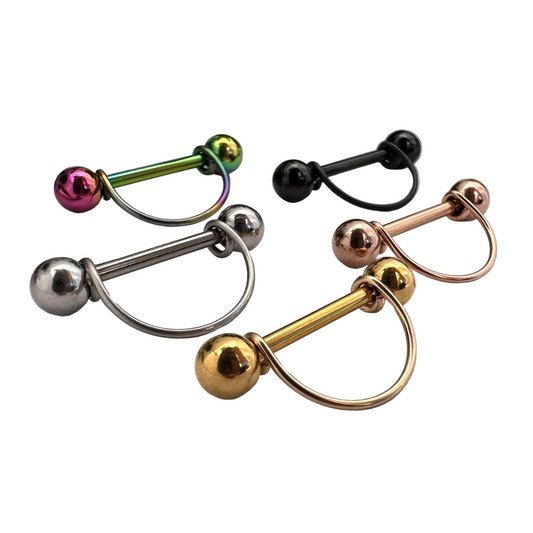 Simple Stirrup Nipple Ring 316L Stainless Steel - 1pc