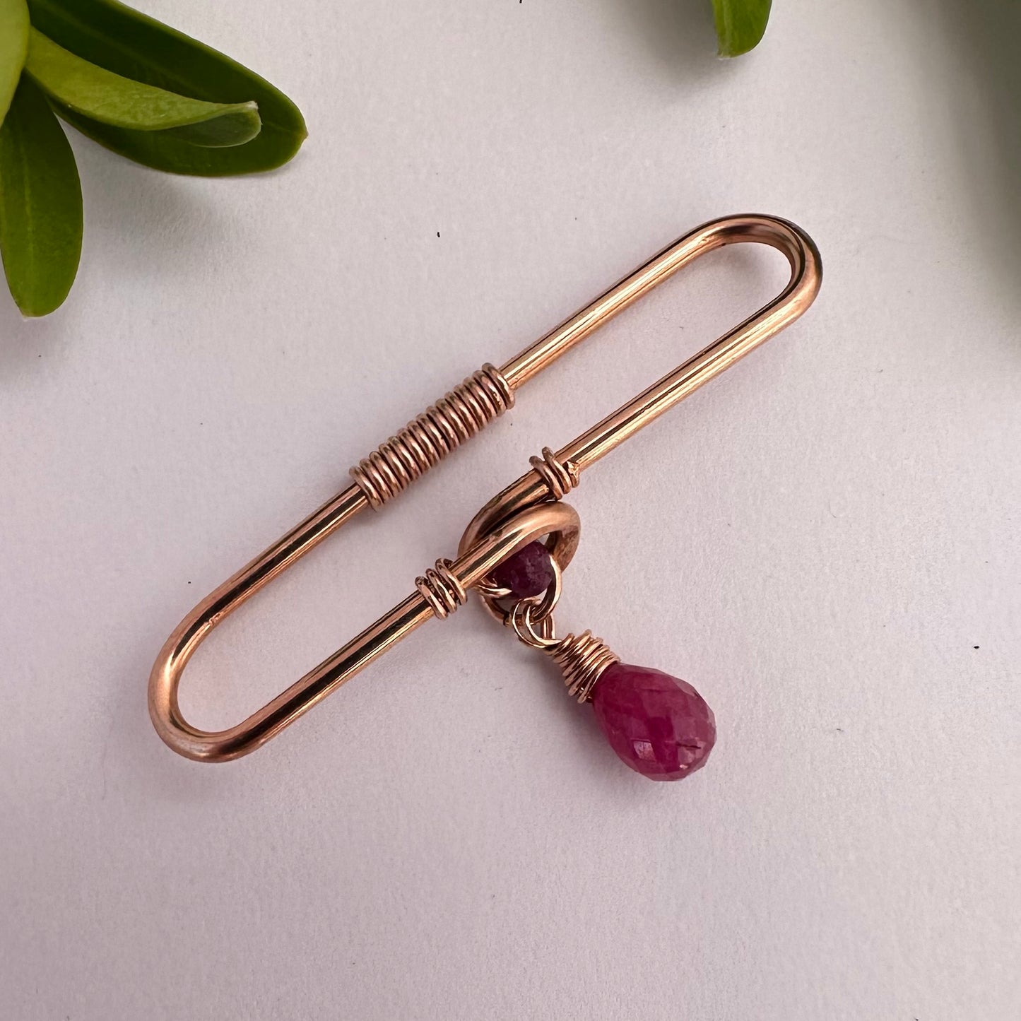 Grecian Ruby Gemstone Dangle Pierced Industrial Ear Bar