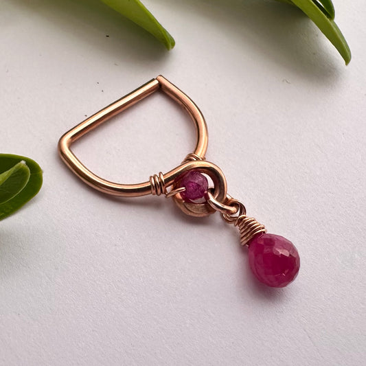Grecian Ruby Briolette Dangle Seamless Nipple Ring