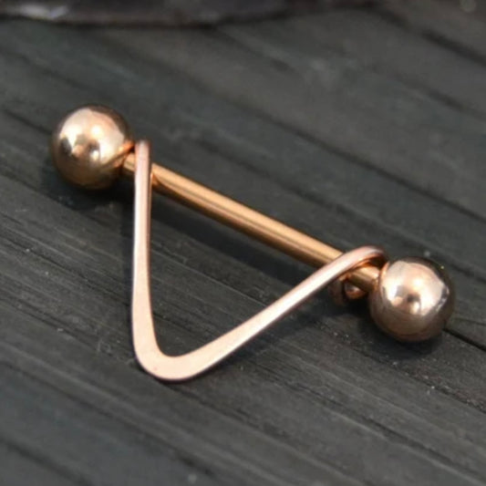 V Smooth Rose Gold IP 316L Stainless Steel Nipple Ring - 1pc