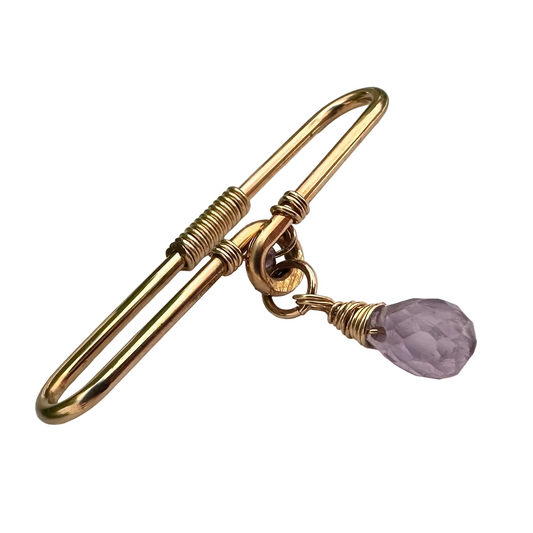 Grecian Amethyst Briolette Dangle Pierced Industrial Ear Bar