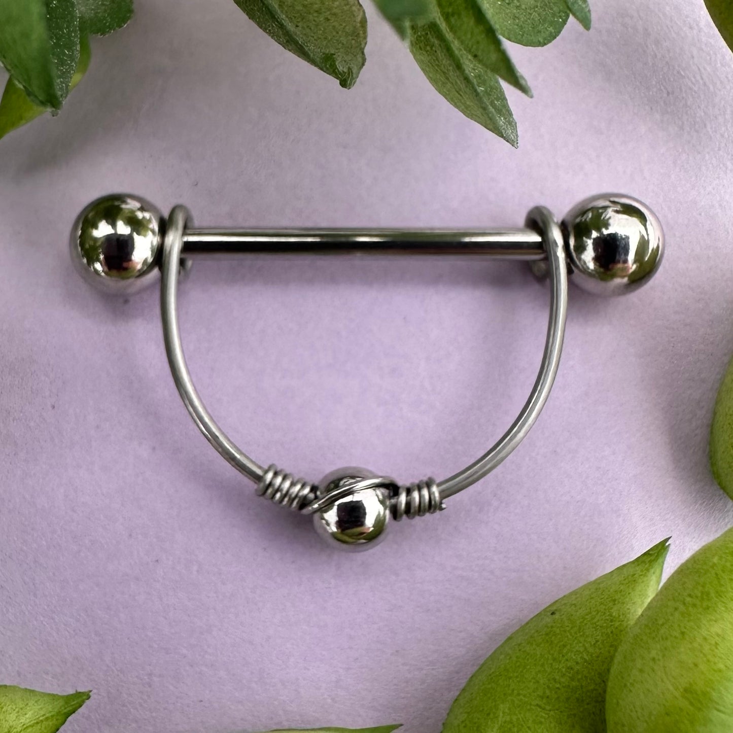 Beaded Nipple Ring 316L Stainless Steel - 1pc