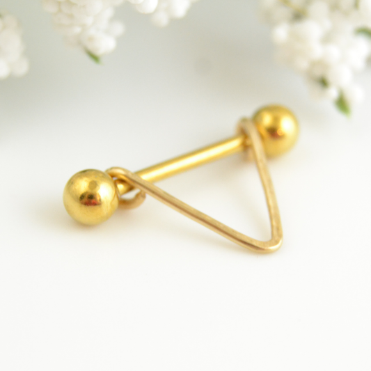 Femme Yellow Gold IP 316L Stainless Steel Textured 16ga Nipple Ring