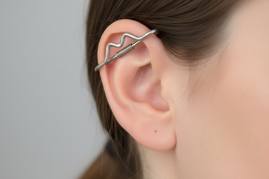 Mountain Titanium Textured Pierced Industrial Ear Bar