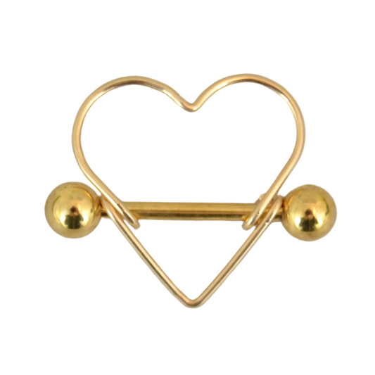 Heart 14g Yellow Gold 316LSS Nipple Ring