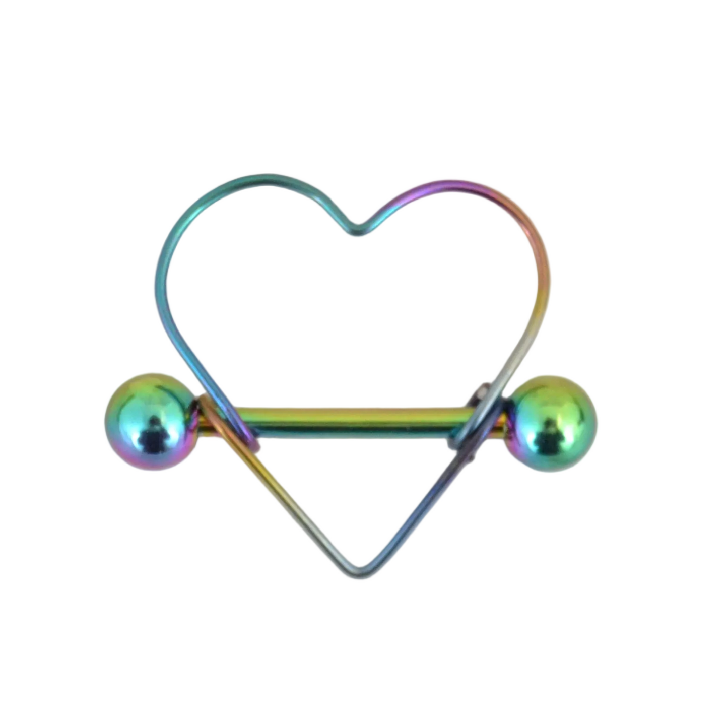 Heart 14g Rainbow 316L Stainless Steel Nipple Ring