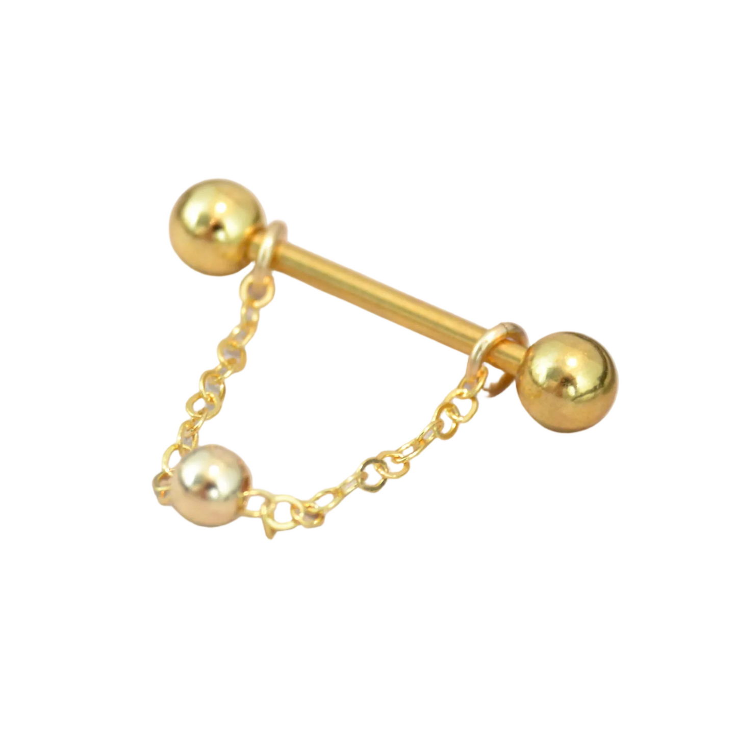 Chain Gold IP 316L Stainless Steel Beaded Nipple Ring - 1 pc