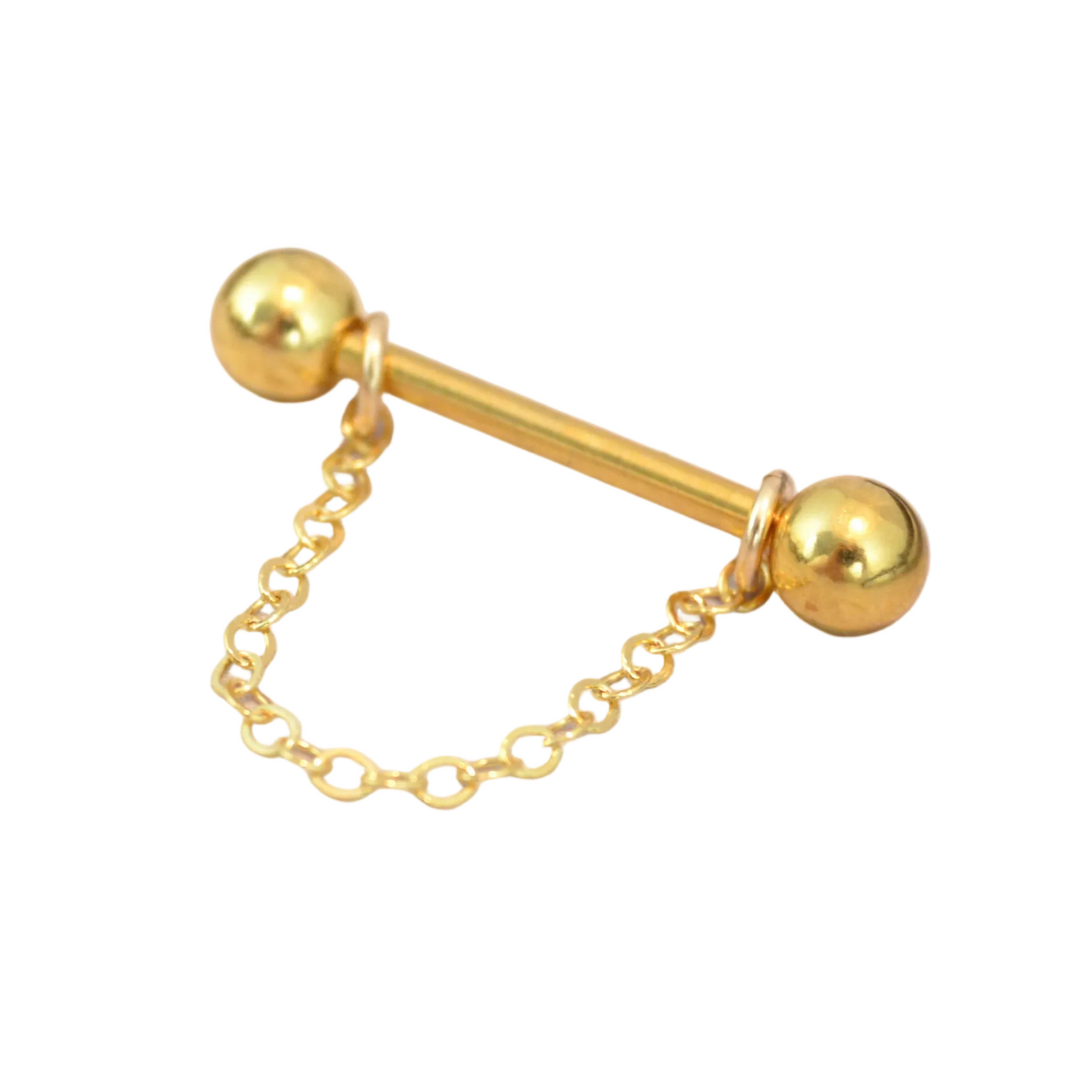 Chain Gold IP 316L Stainless Steel Thin Cable Nipple Ring - 1 pc