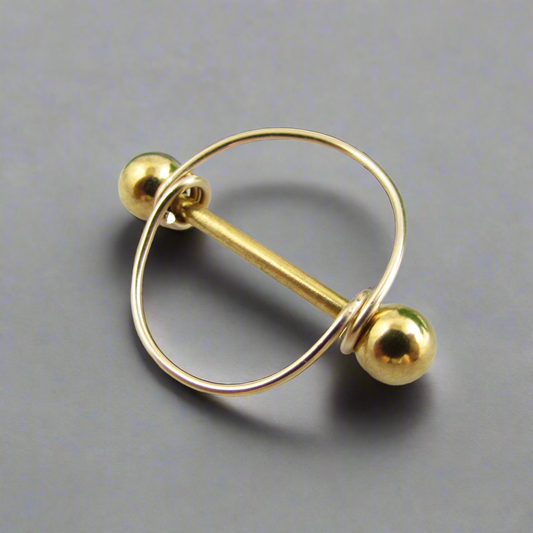 Open Circle Yellow Gold IP 316L Stainless Steel Nipple Ring - 1pc