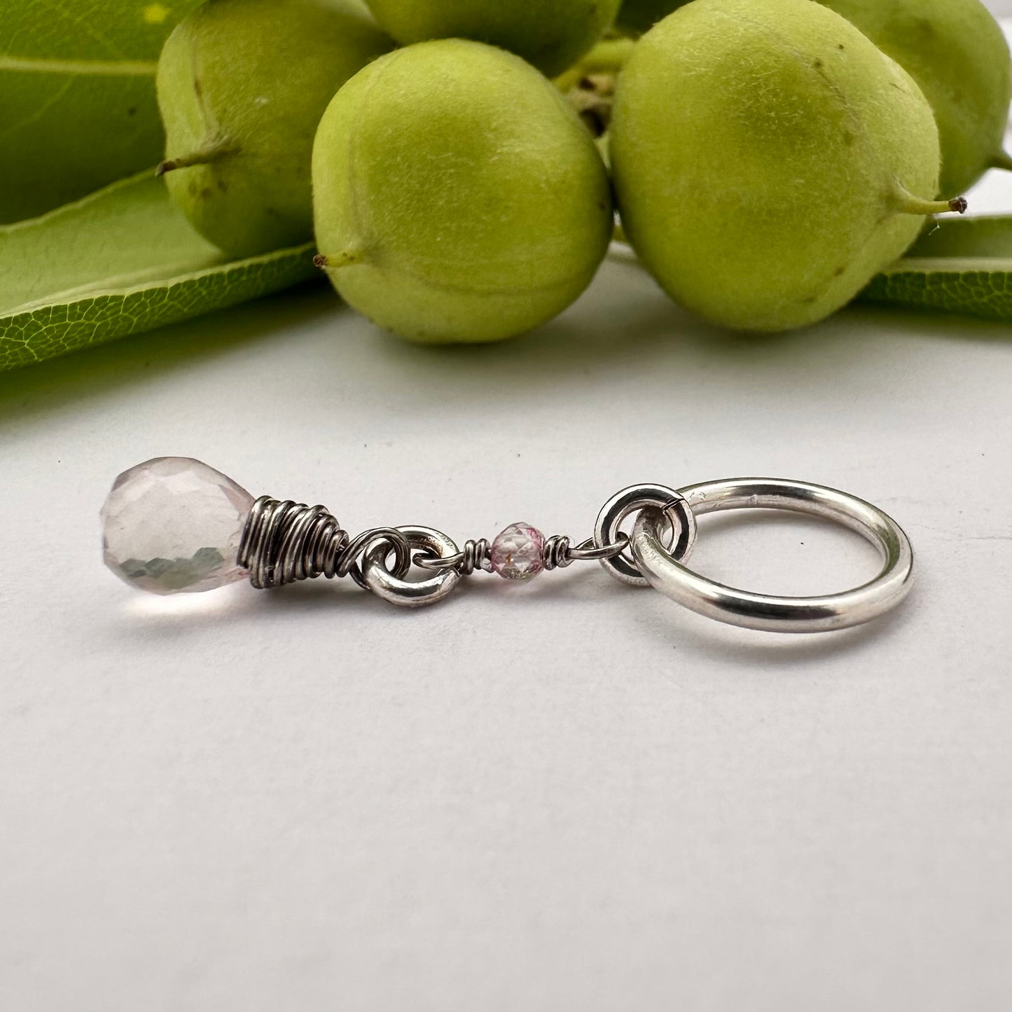 Grecian Briolette Removable Long Dangle Cartilage Hoop - 20ga 18ga Sterling Silver