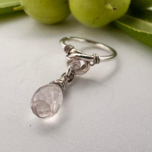 Grecian Briolette Side Dangle Cartilage Hoop - 14ga 16ga Sterling Silver