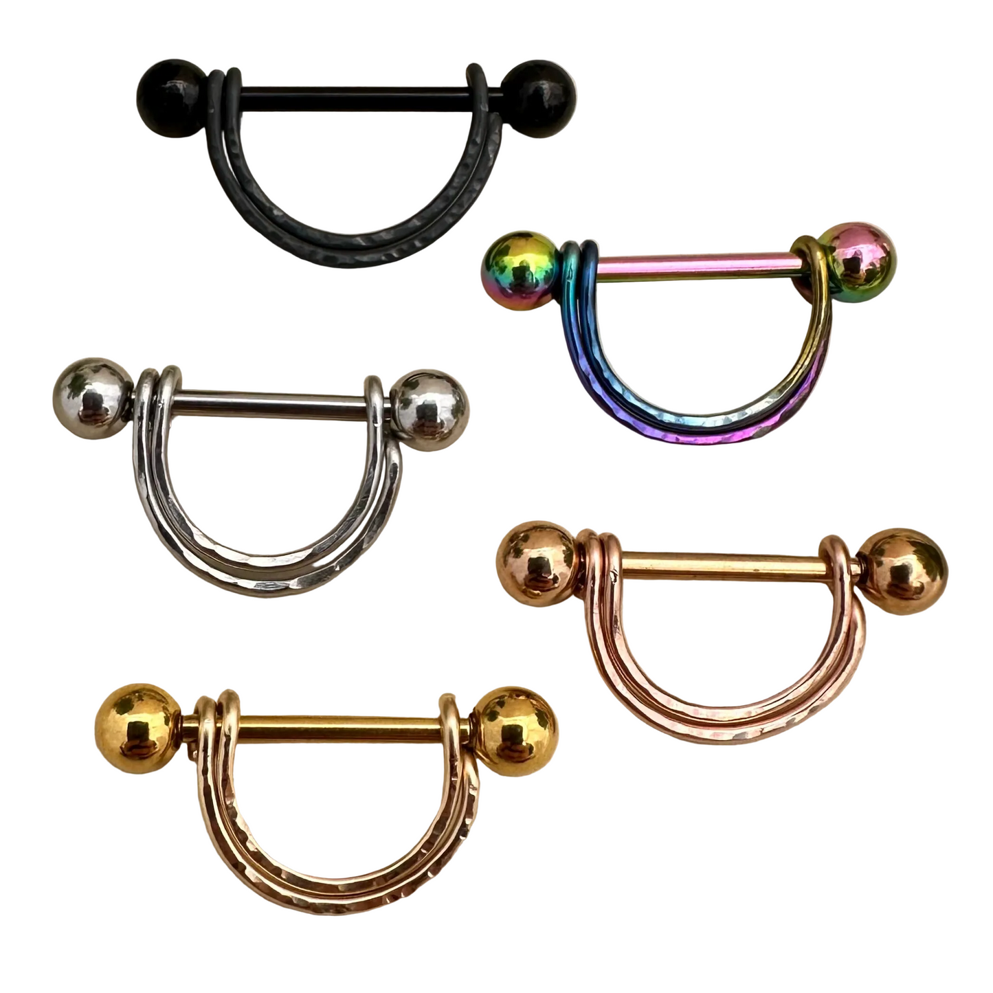 Double Banded Textured Nipple Ring 316L Stainless Steel - 1pc
