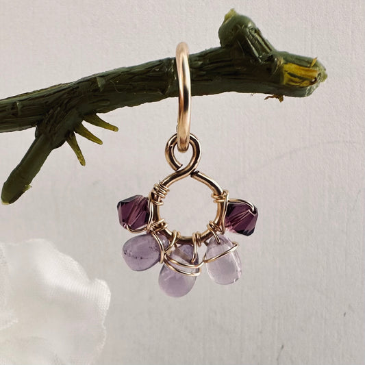 Healing Crystal Dangle Cluster Yellow Gold Fill Belly Ring