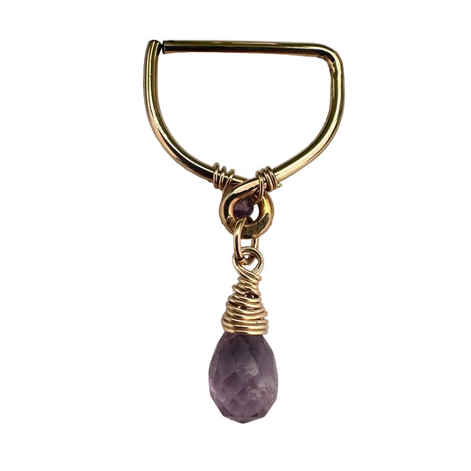 Grecian Amethyst Briolette Dangle Seamless Nipple Ring