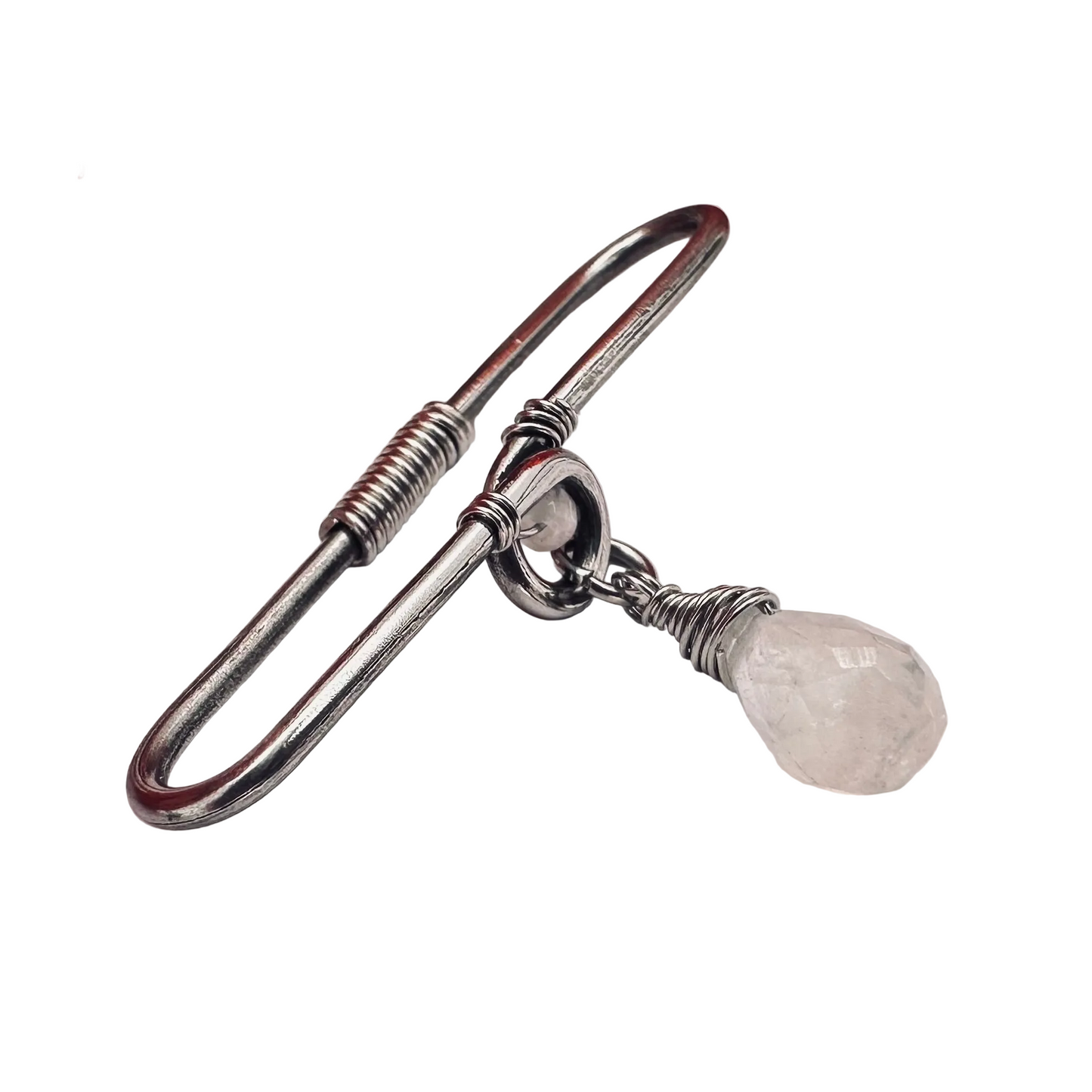 Grecian Briolette Dangle Pierced Industrial Ear Bar - 316L Stainless Steel