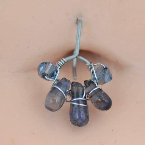 Healing Crystal Cluster Non Dangle Belly Ring - Titanium