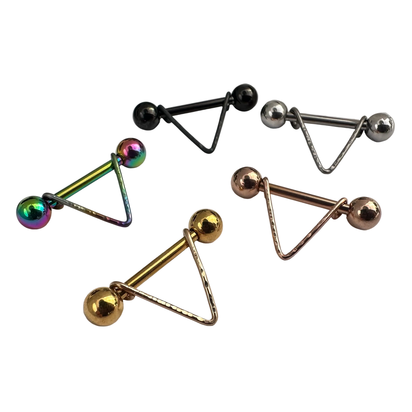 Simple V Textured Nipple Ring 316L Stainless Steel - 1pc