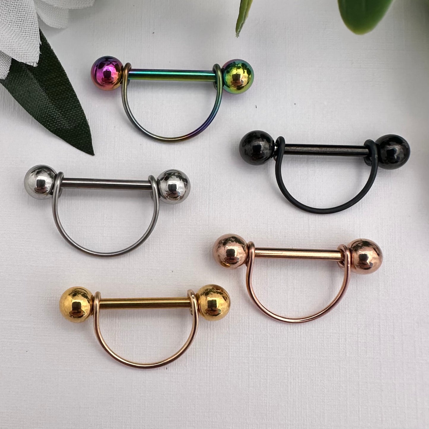Simple Stirrup Nipple Ring 316L Stainless Steel - 1pc