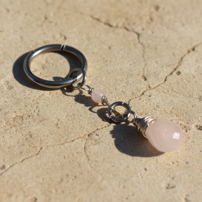 Grecian Briolette Removable Long Dangle Cartilage Hoop - 316L Stainless Steel