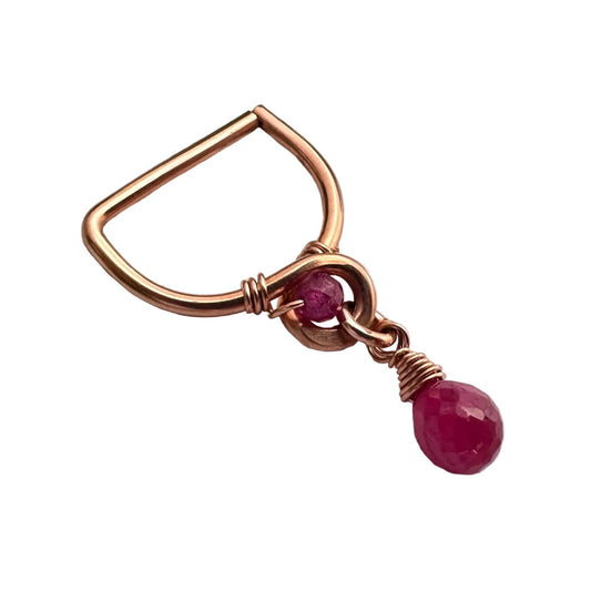 Grecian Ruby Briolette Dangle Seamless Nipple Ring