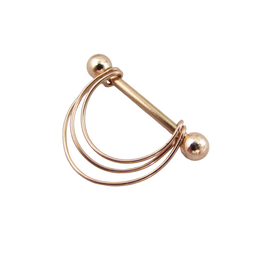Triple Banded Rose Gold IP 316L Stainless Steel 14ga Nipple Ring