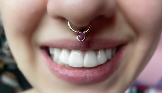 Grecian Loop Gemstone Septum Ring - Rose Gold Fill