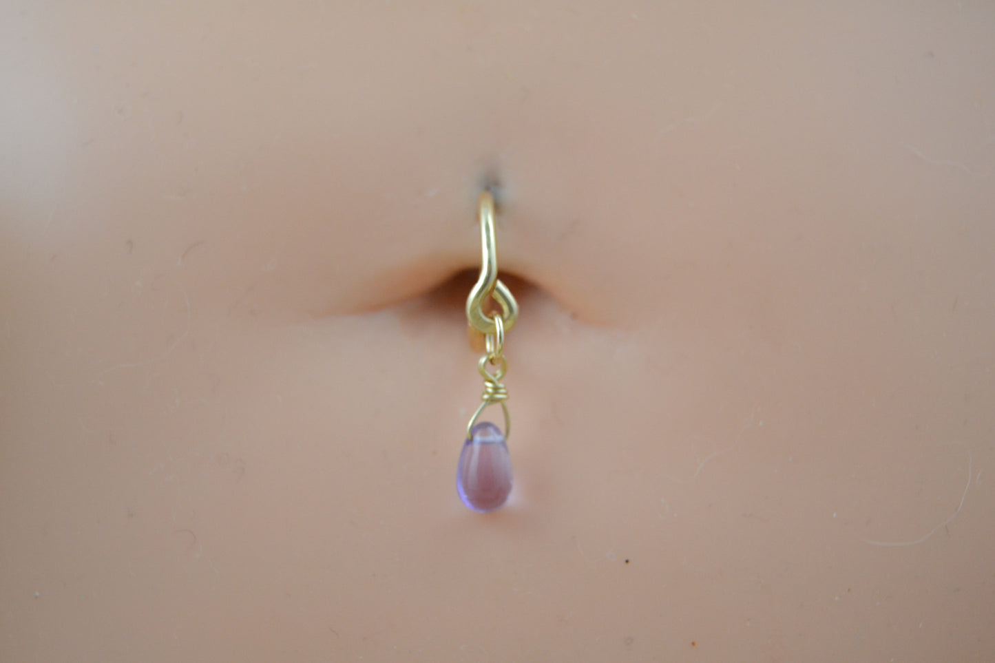 Grecian Amethyst Dangle Yellow Gold Fill Belly Ring