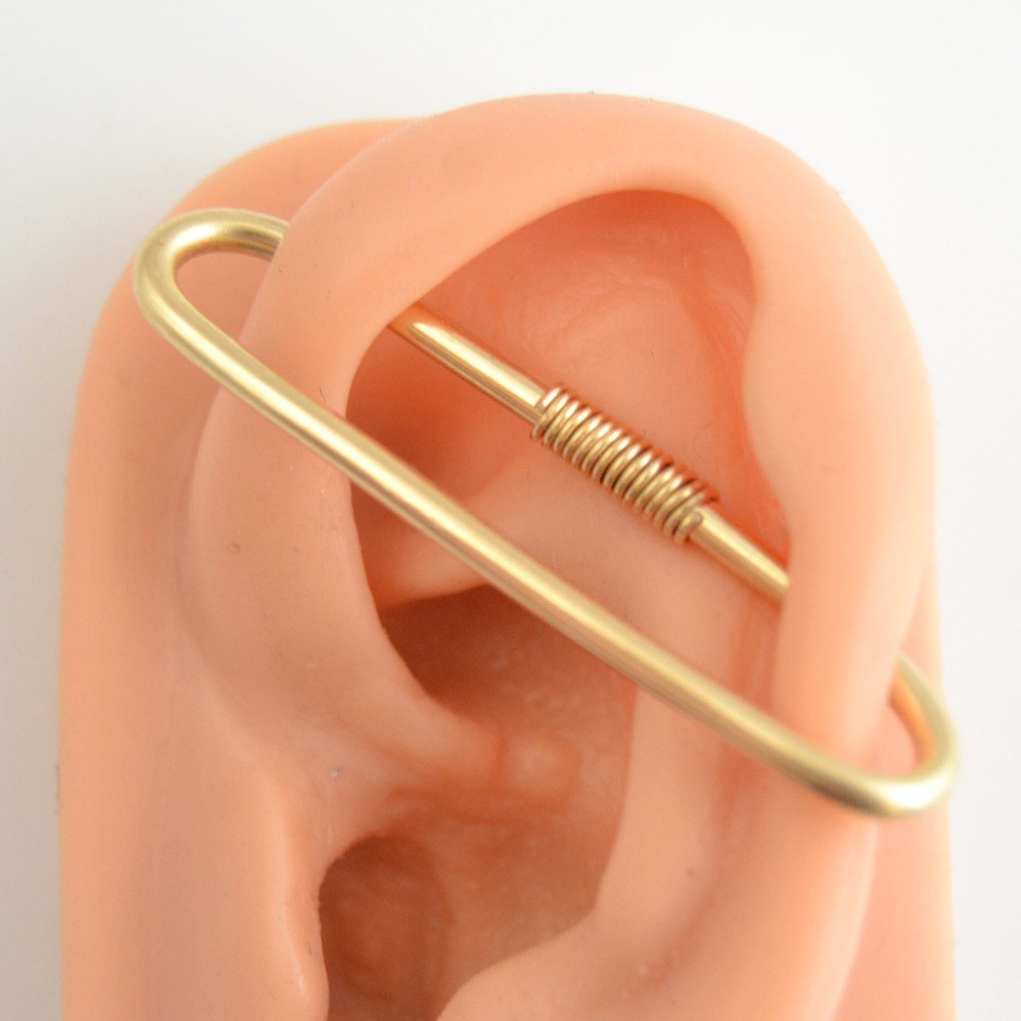 14k Yellow Gold 12ga Pierced Industrial Ear Bar