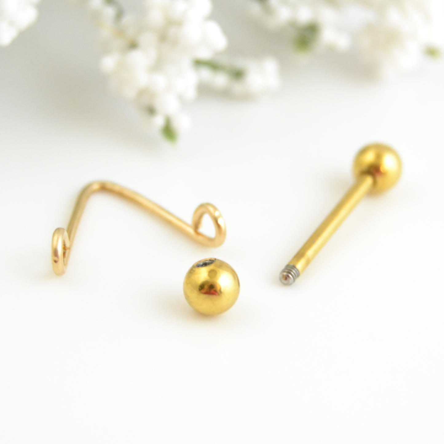 14g Yellow Gold IP 316L Stainless Steel Hammered Chevron Nipple Ring