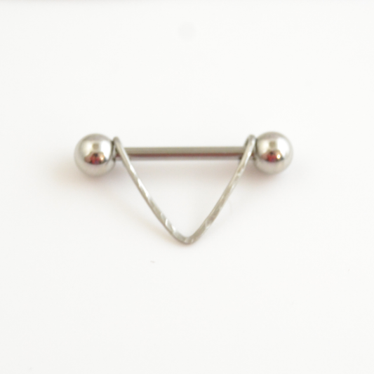 14g 316L Stainless Steel Hammered Chevron Nipple Ring