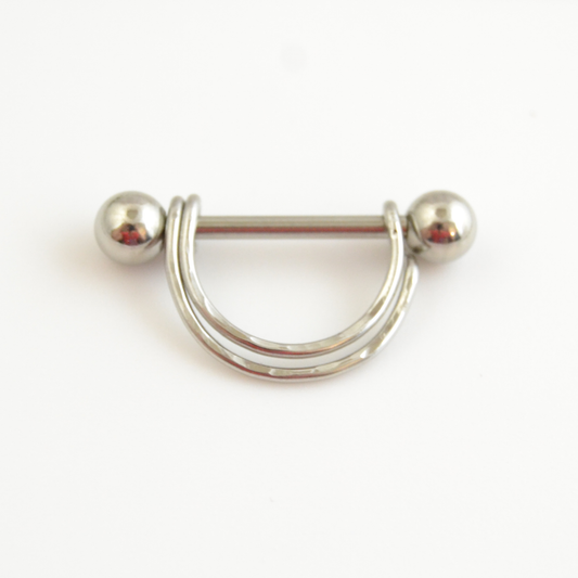 Double Banded 316L Stainless Textured 14ga Nipple Ring