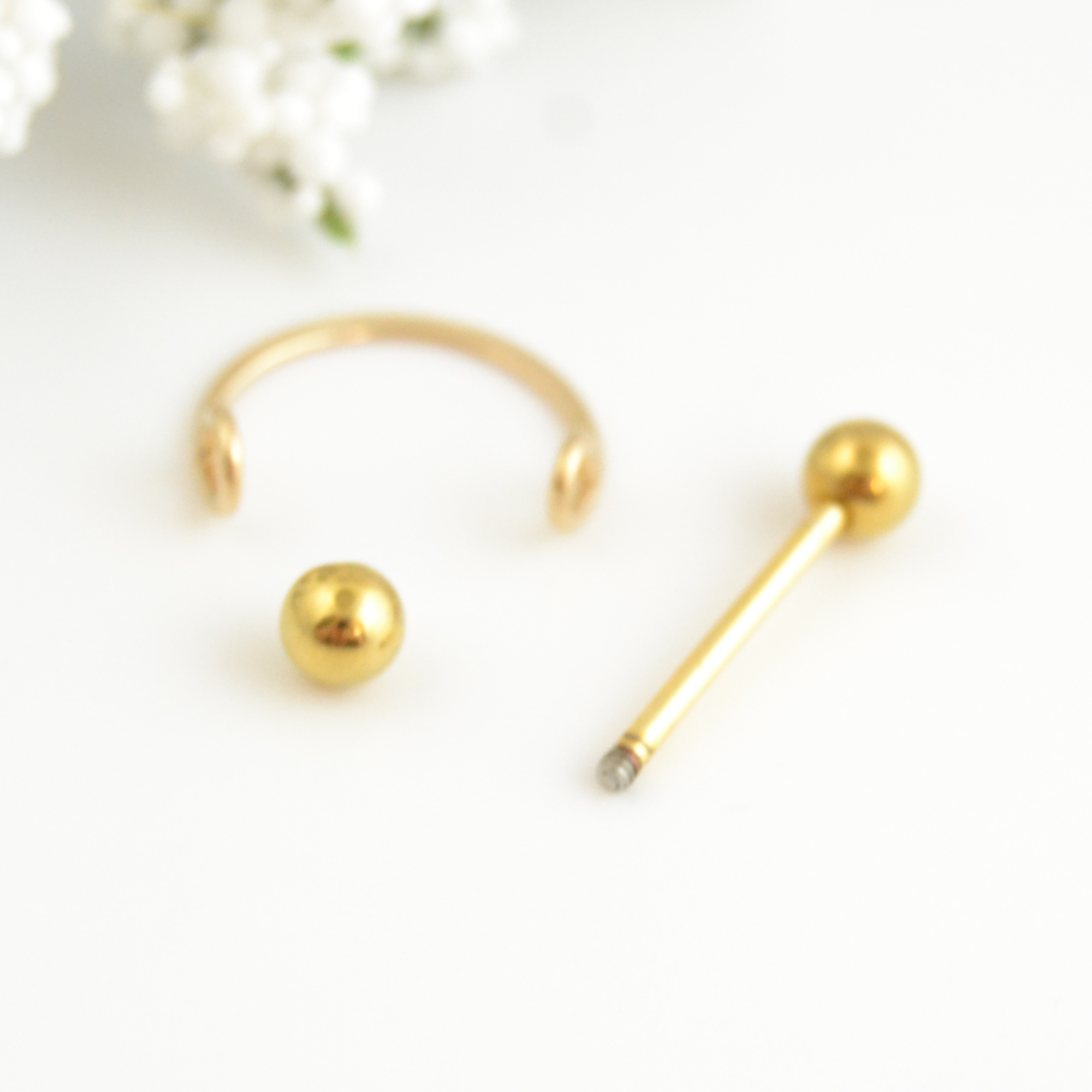 14g Yellow Gold IP 316L Stainless Steel Hammered Crescent Nipple Ring