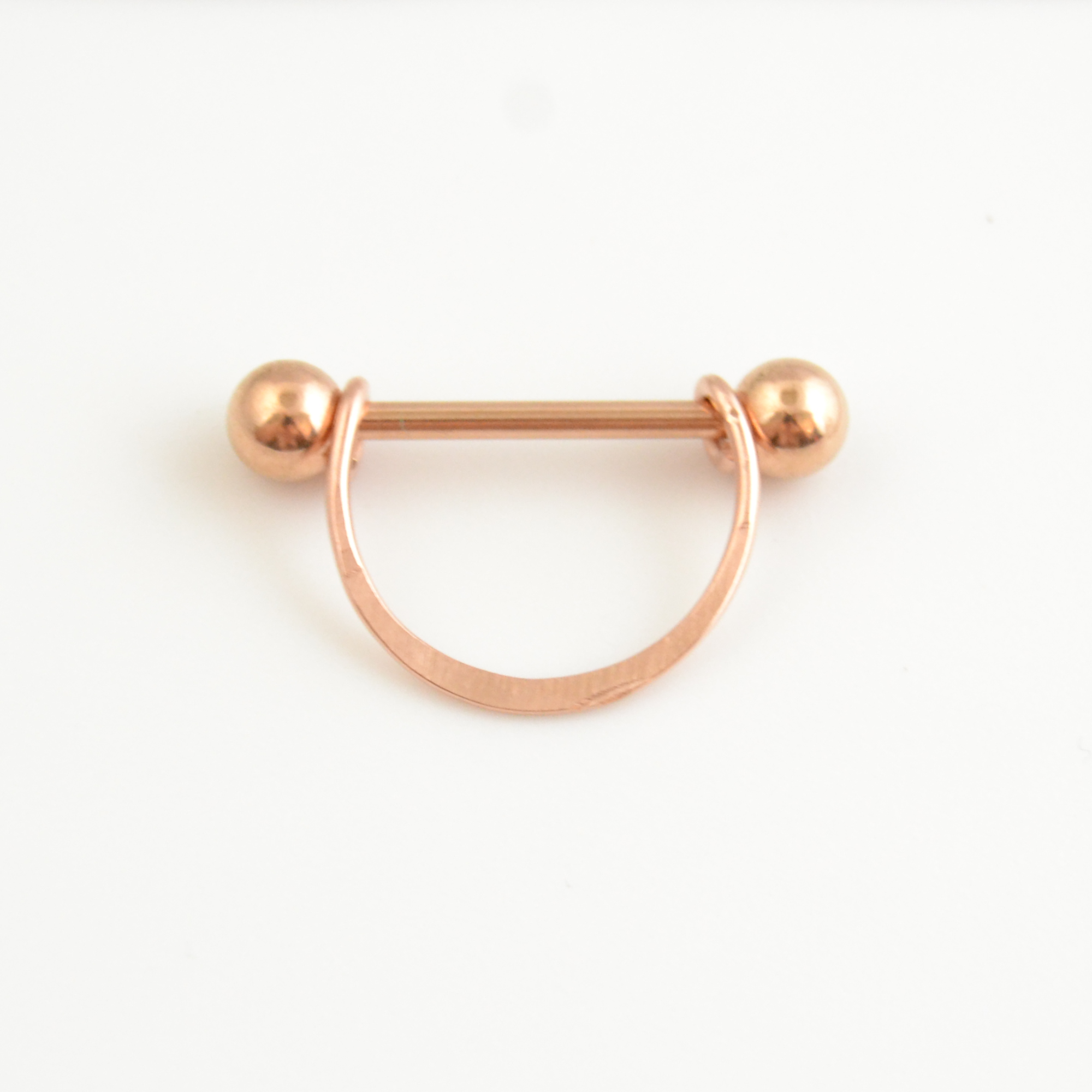 14g Rose Gold IP 316L Stainless Steel Hammered Crescent Nipple Ring