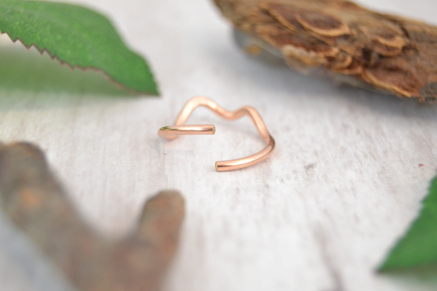 Mountain 14k Rose Gold Textured Cartilage Earring
