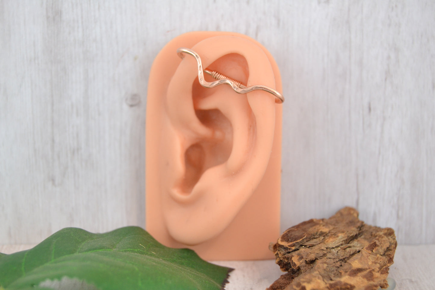 Mountain 14k Rose Gold Textured Pierced Industrial Ear Bar